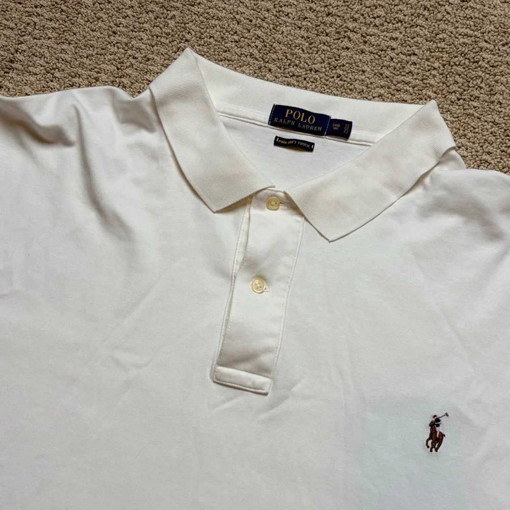 Polo Ralph Lauren 3XB White Pima Soft Touch Short Sleeve Polo Shirt Big Tall